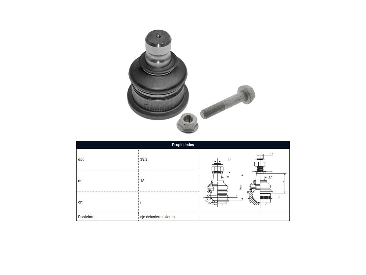 Rotula Delantera  Renault Stepway/Sandero/Logan/Megane/Clio/Captur 00-25 Der/Izq