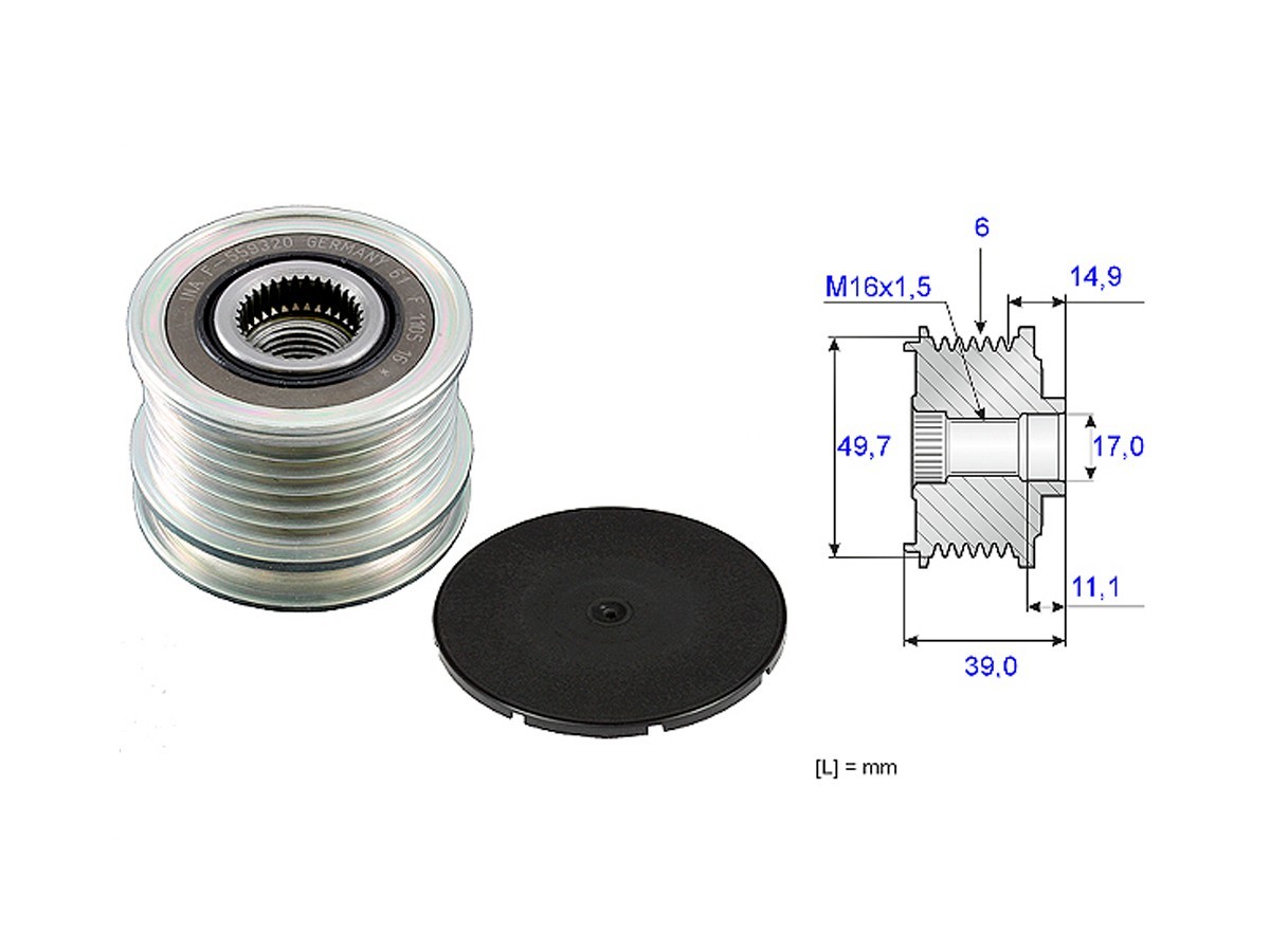 Polea Alternador Marcha Libre Mercedes Benz Sprinter 313Cdi 413 Cdi Doble Rueda Trasera/Sprinter 313Cdi 413 Cdi Rueda Sencilla Trasera/C 200 Cdi (W202) 98-09