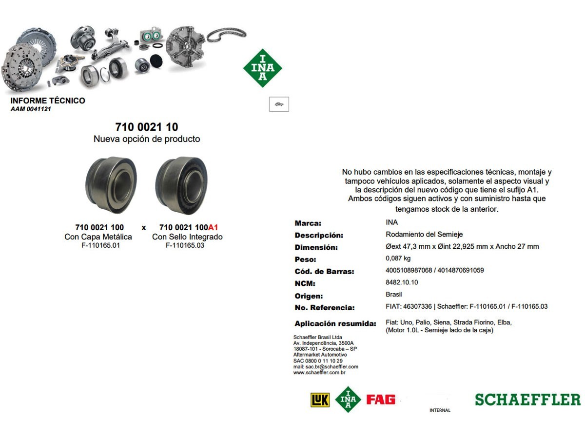 Rodamiento Del Fiat Fiorino/Uno - Duna - Elba - Premio/Tipo 77-25