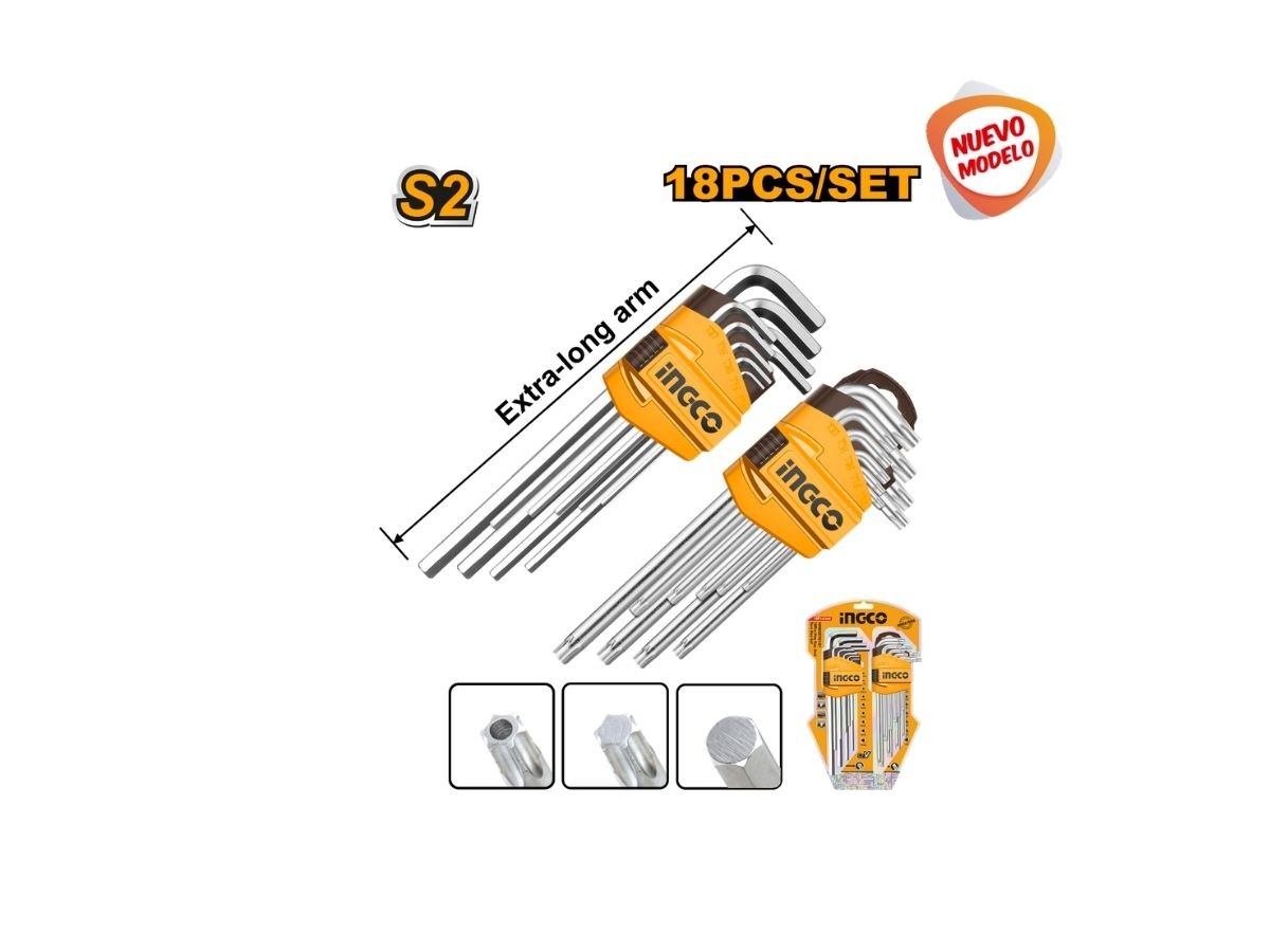 JUEGO COMBINADO 9 LLAVE ALLEN 9 LLAVE TORX INGCO