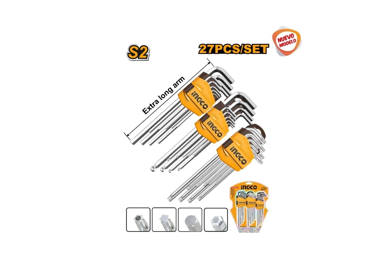 SET X 27 LLAVE ALLEN Y TORX EXTRA LARGA INGCO