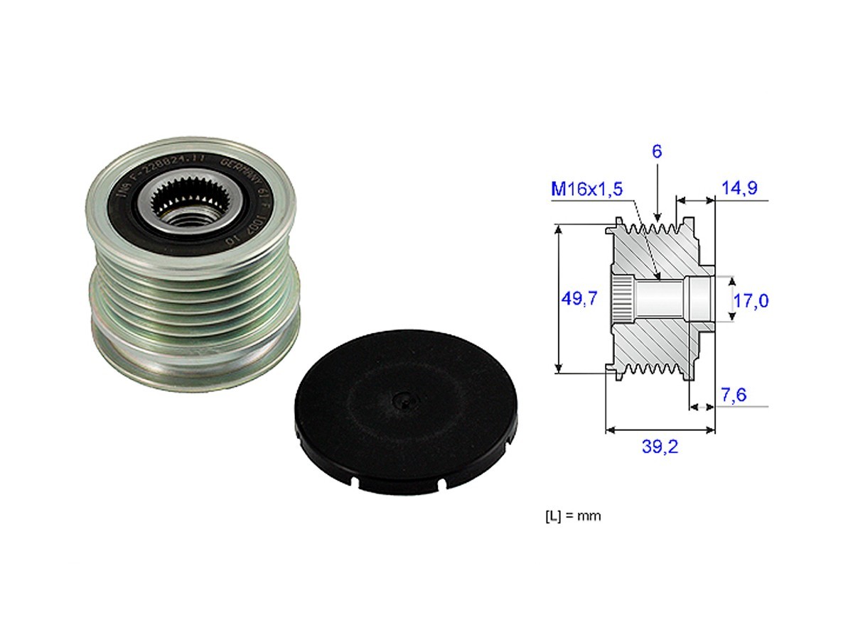 Polea Alternador Marcha Libre Mercedes Benz Sprinter 313Cdi 413 Cdi Rueda Sencilla Trasera/C 200 Cdi (W202)/Sprinter 313Cdi 413 Cdi Doble Rueda Trasera/E 200 Cdi (W210)/E 270 Cdi (W210) 94-12