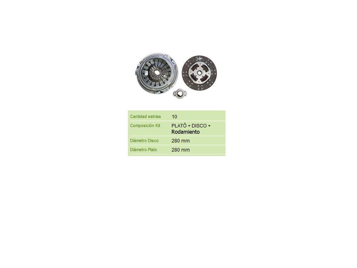 Kit Embrague C/Rod Valeo Volks Camion Delivery Express 22-25 Ø280-Est.10