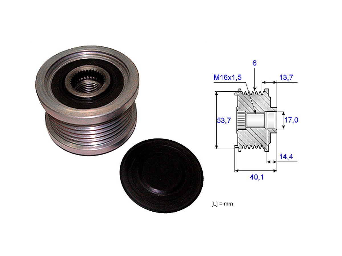 Polea Alternador Marcha Libre BMW X5 D (E53)/530D (E39)/330Xd (E46)/X3 Diesel (E83)/320D (E46)  Chevrolet Tracker Ii Nafta/Sonic Lt Ltz/Cobalt/Cruze I Lt Ltz  Land Rover Freelander 99-25