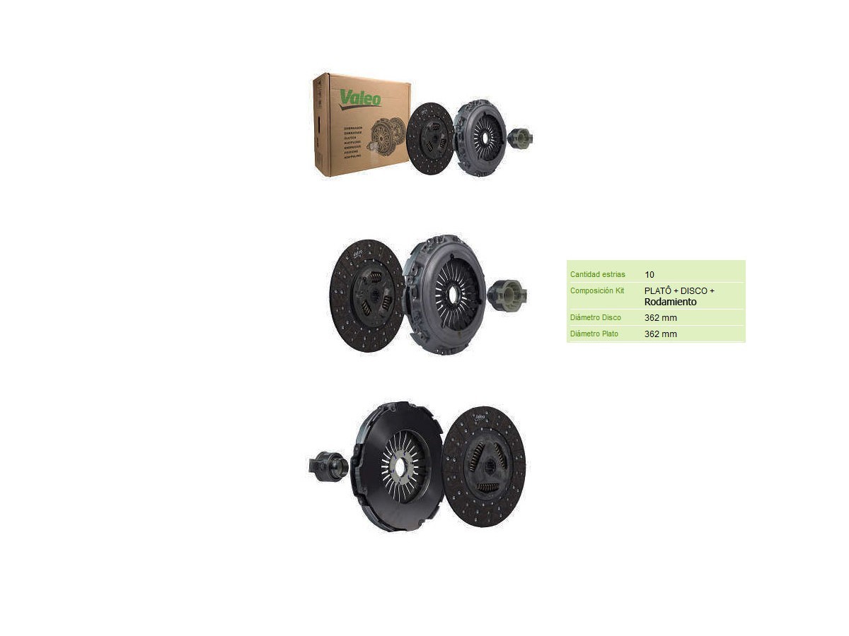 Kit Embrague C/Rod Valeo Volks Camion 9.170 Del ivery/13.180 Del ivery/11.180 Del ivery 13-25 Ø362-Est.10