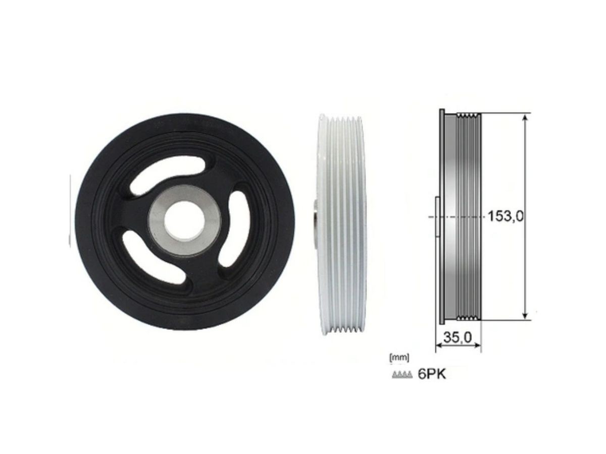 Polea Damper Chevrolet Corsa  Citroen C3/Berlingo/C4/C3 Aircross/Jumpy/C-Elysee/C4 Cactus  Opel Grandland/Combo/Corsa  Peug 2008 Ii/Partner/301/307/2008/208/3008/206/Expert/308 Sw/308 04-28