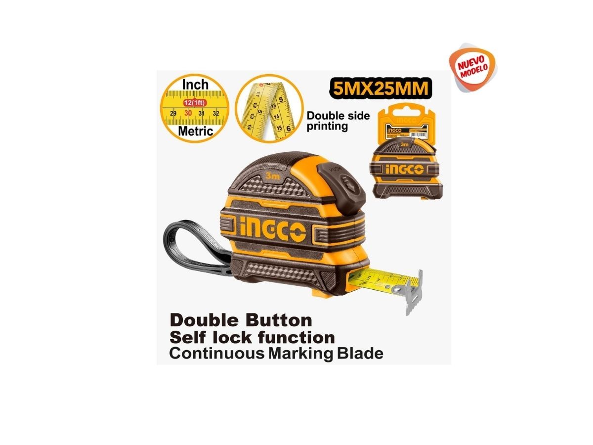 CINTA METRICA 5MX25MM DOBLE IMPRESION INGCO