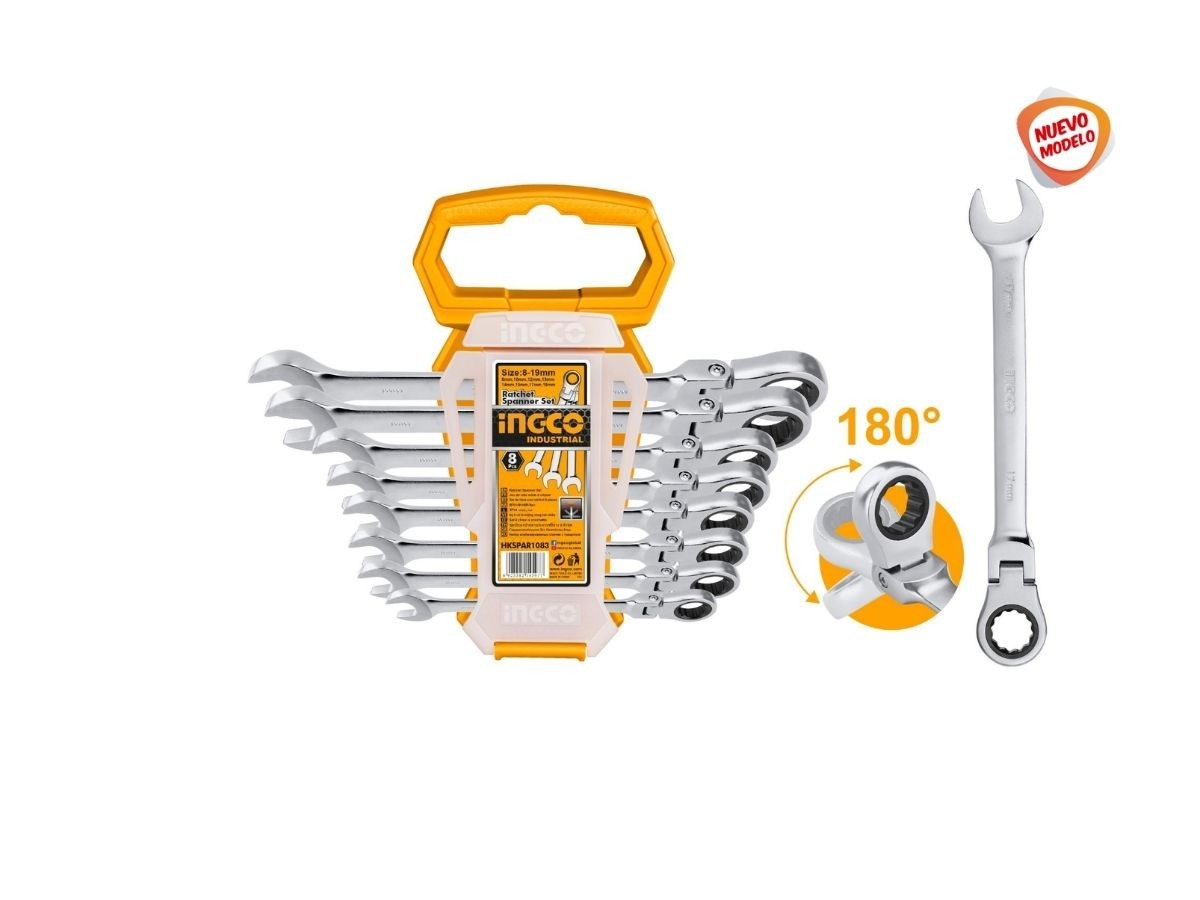 JUEGO DE 8 LLAVES C CRIQUE FLEXIBLE COMBINADAS INGCO