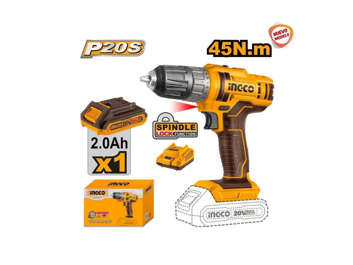 ATORNILLADOR 20V P20S C 1 BATERIA Y CARGADOR INGCO