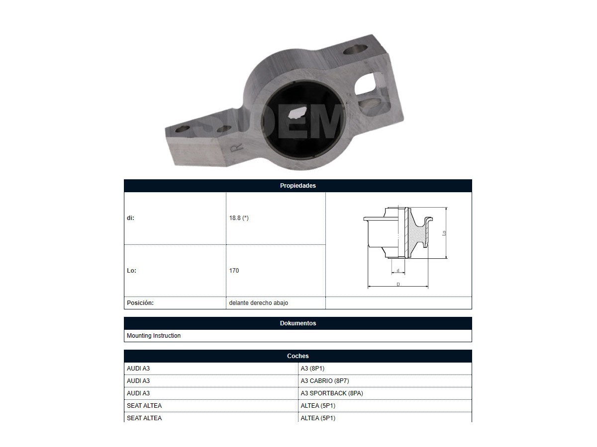 Soporte Parilla Volks Vento 07-10 Der