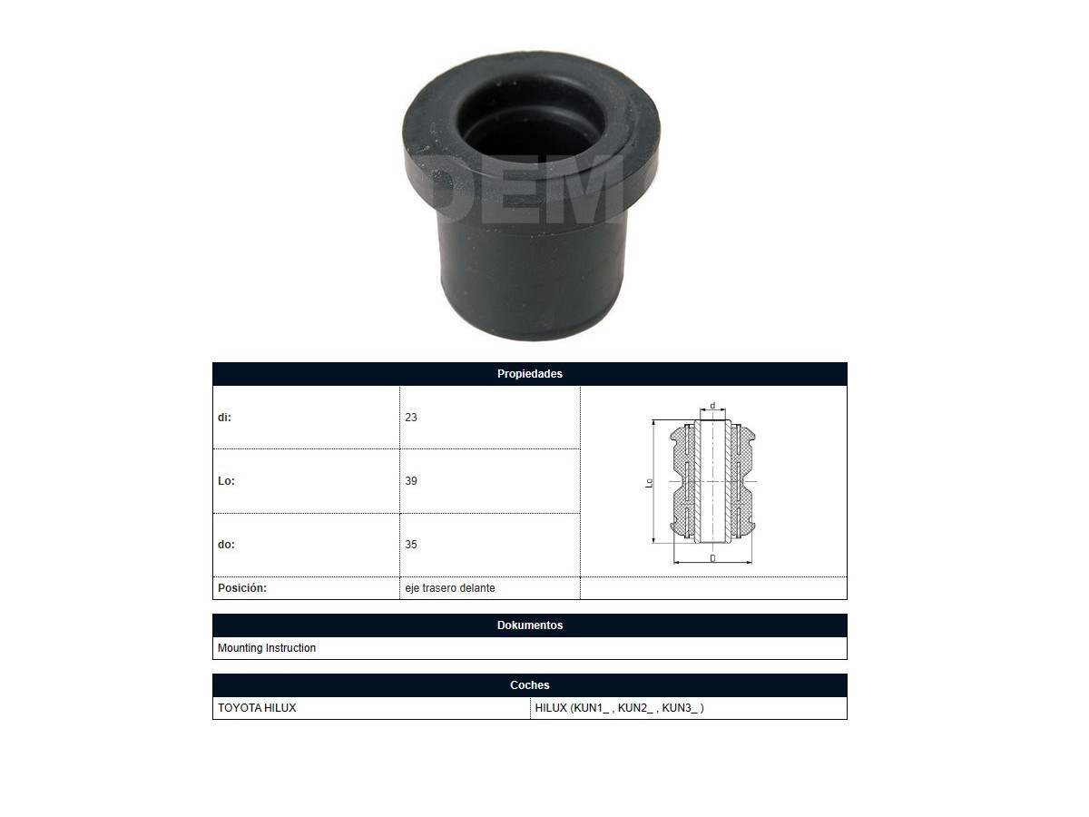 Buje Tra Toyota Hilux 05-14 Der/Izq