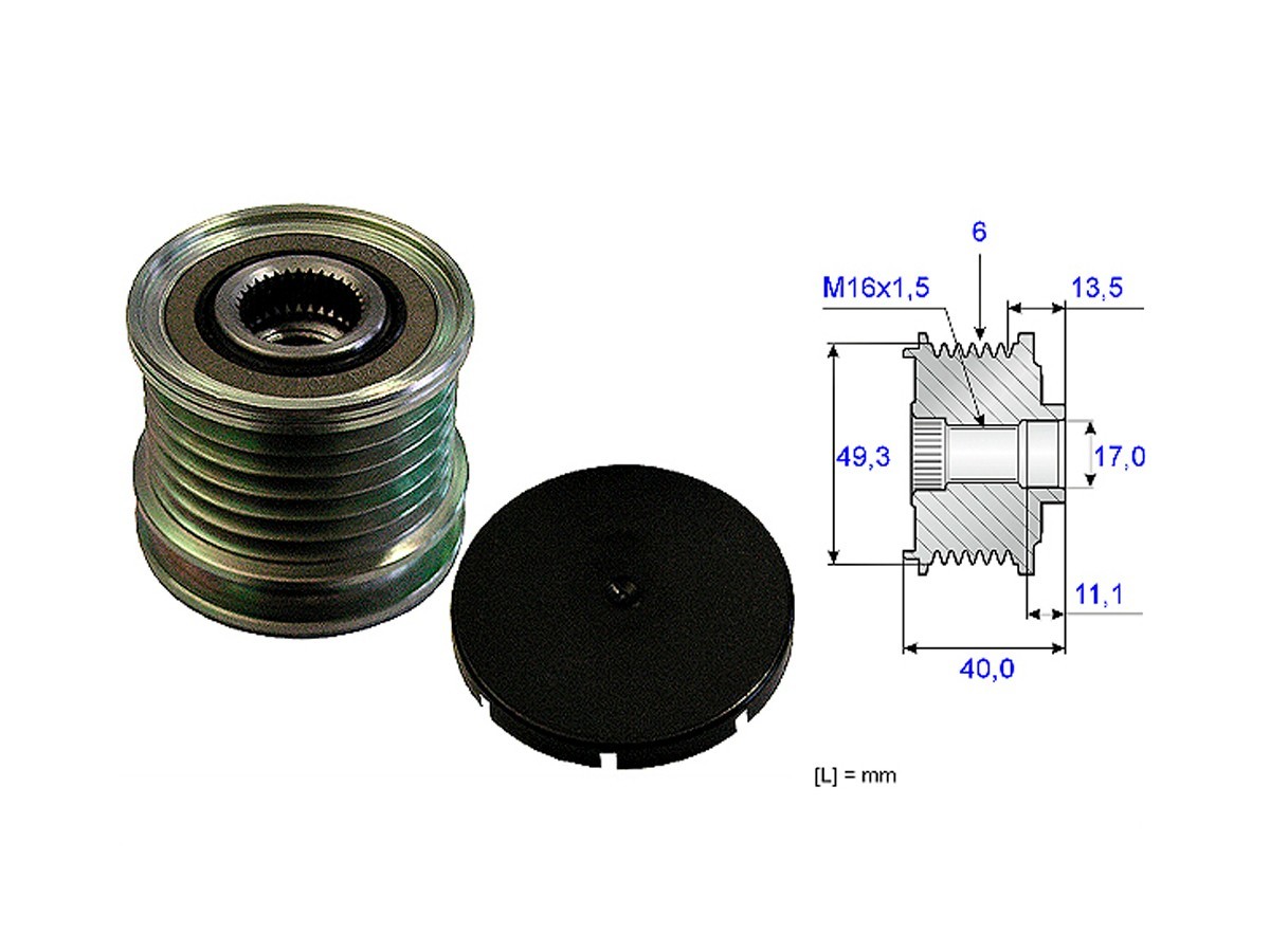 Polea Alternador Marcha Libre Mini Paceman Cooper S (R61)/Clubman Cooper S (R55)/Cooper S (R56)/Countryman Cooper (R60)/Cooper (R56)  Peug 308 Sw/308 08-25