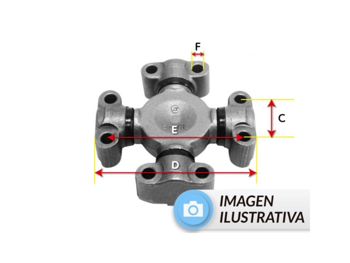 CRUCETA C:42.5mm D:140.5mm E:114.6mm F:10.4