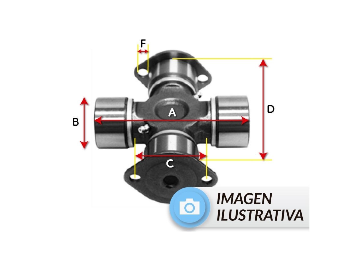 CRUCETA  Dado y Plato A:134.8 B:47.6mm C:59mm D:134.8mm F:5/16