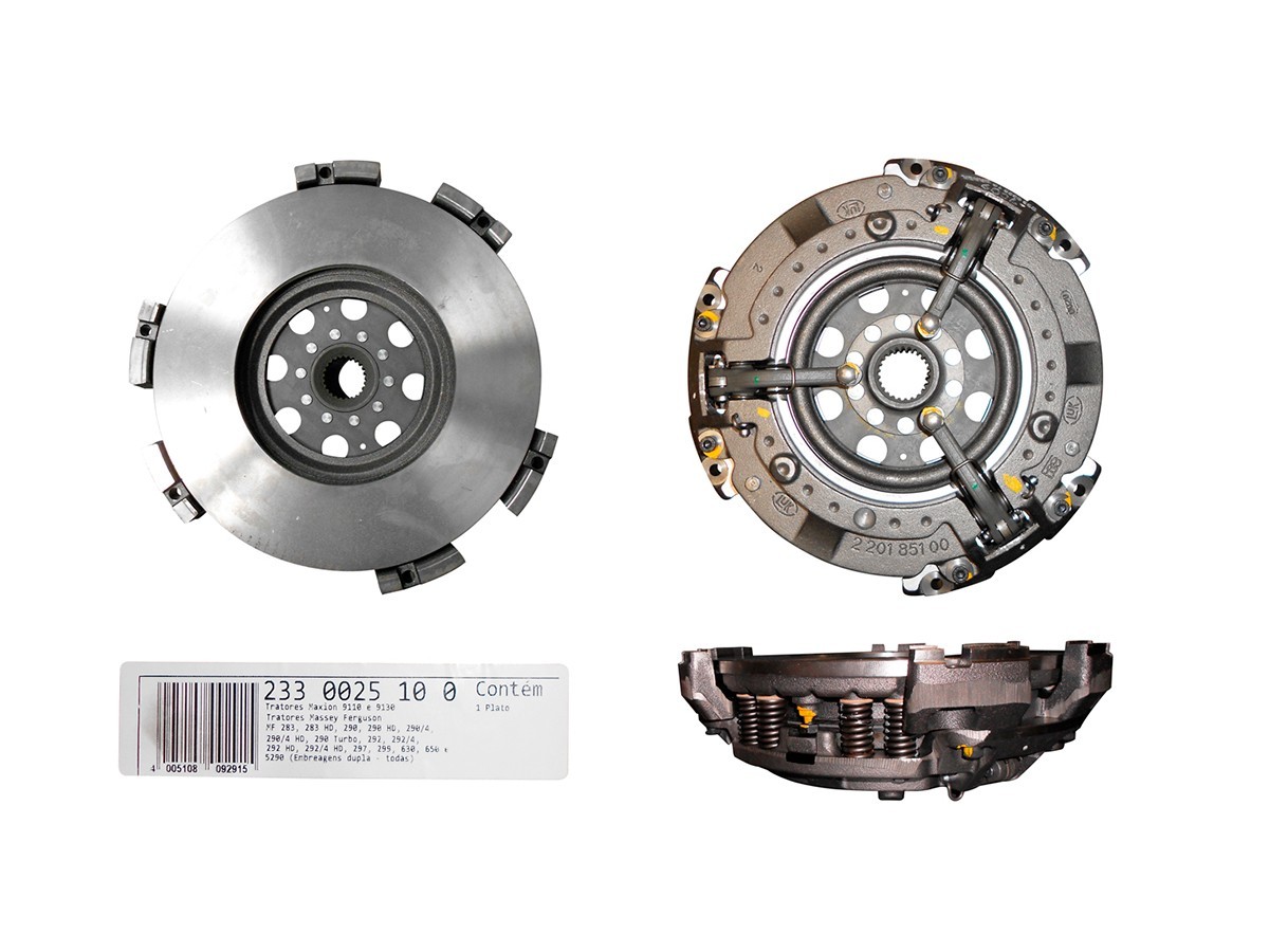 Placa Embrague Doble Massey Fergusson Tractor 4292 / 4297 /MF 283 /MF 290 / 292/ 297/ 299/ 630 /630 / 650  Ø329